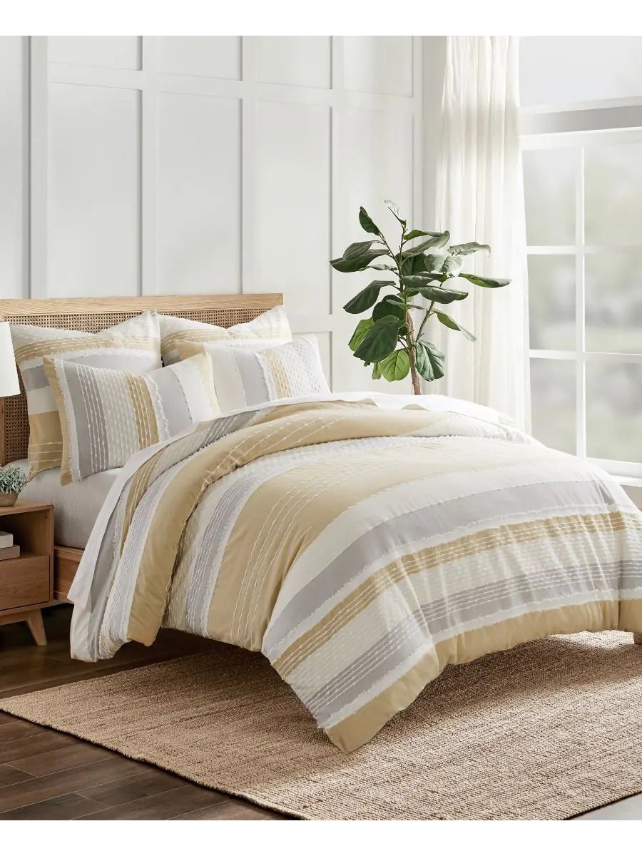 Комплект постельного белья santander textured из 3 предметов, размер full/queen. Levtex — изображение 5 из 6, охристый