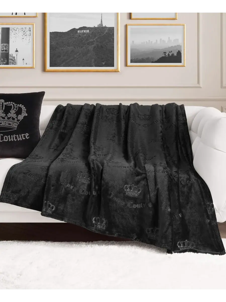Мягкий плед большого размера с рельефным рисунком, 152 x 178 см Juicy Couture — черный
