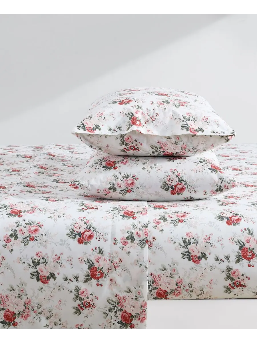 Комплект постельного белья из хлопкового перкаля, 3 предмета, размер Twin Laura Ashley — изображение 6 из 7, розовый розовый