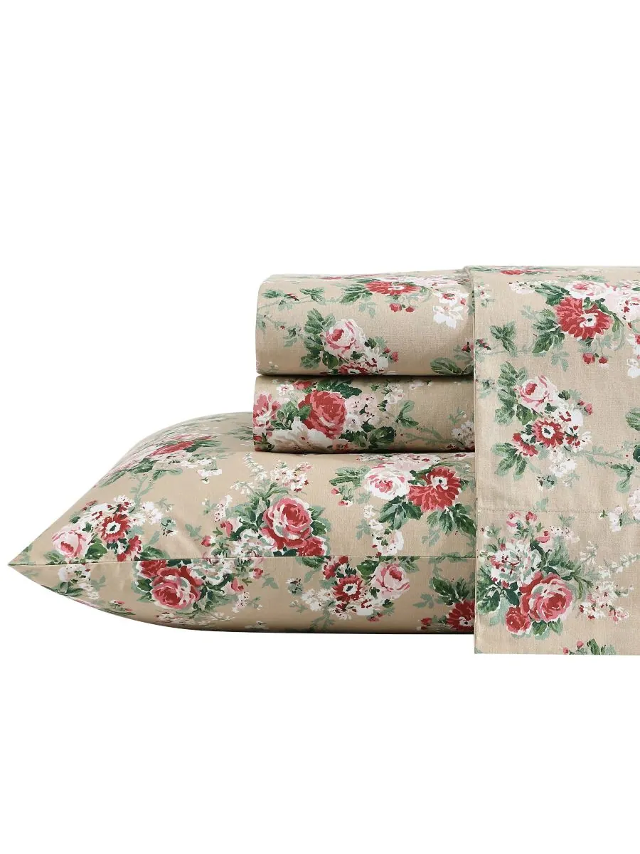 Комплект постельного белья из хлопкового перкаля, 4 предмета, размер King Laura Ashley, цвет