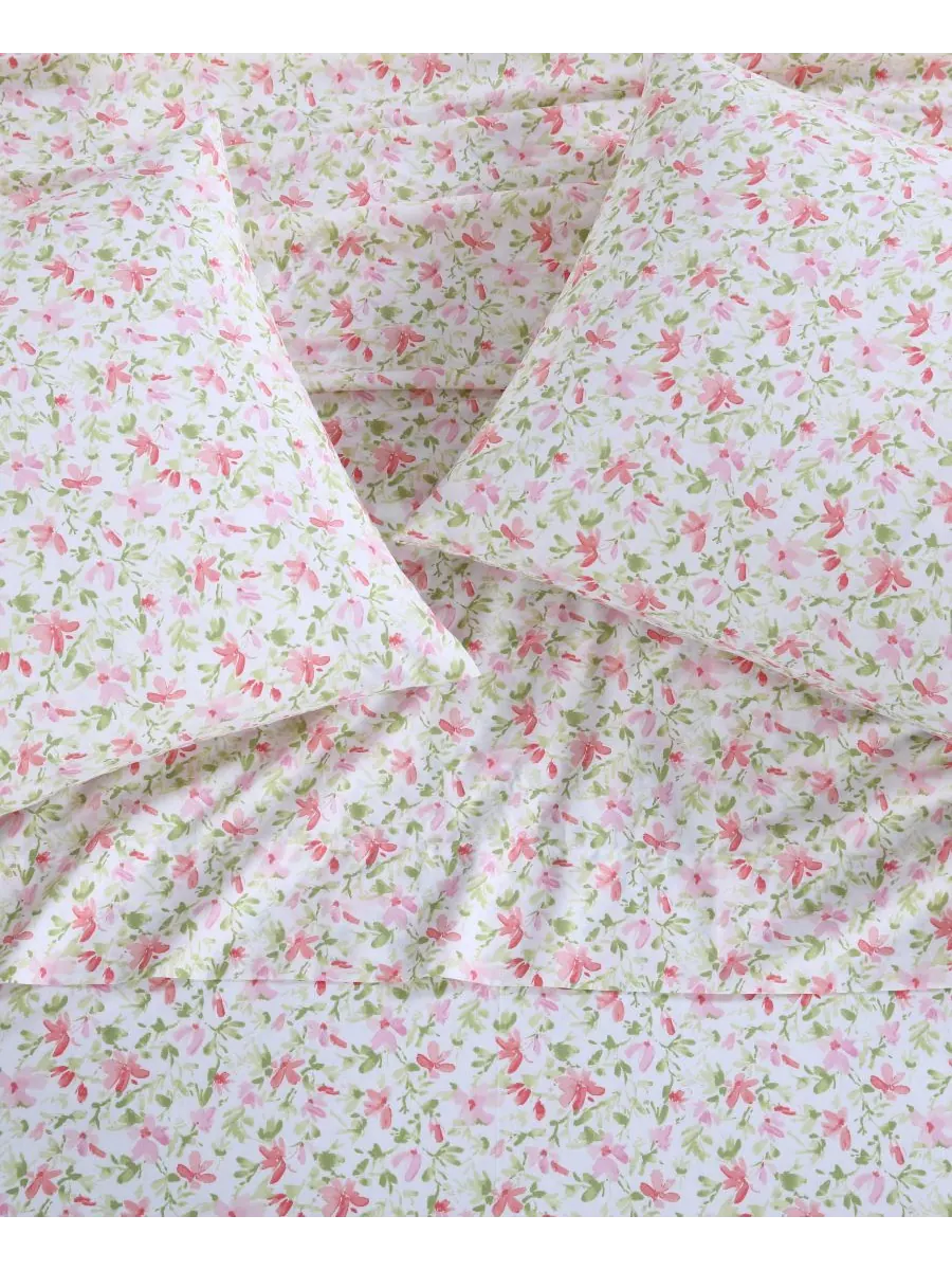 Комплект постельного белья из хлопкового перкаля, 4 предмета, размер King Laura Ashley — изображение 2 из 10, розовый