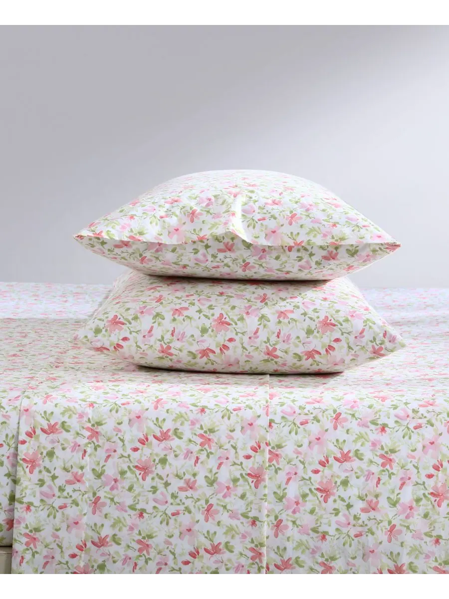 Комплект постельного белья из хлопкового перкаля, 4 предмета, размер King Laura Ashley — изображение 6 из 10, розовый