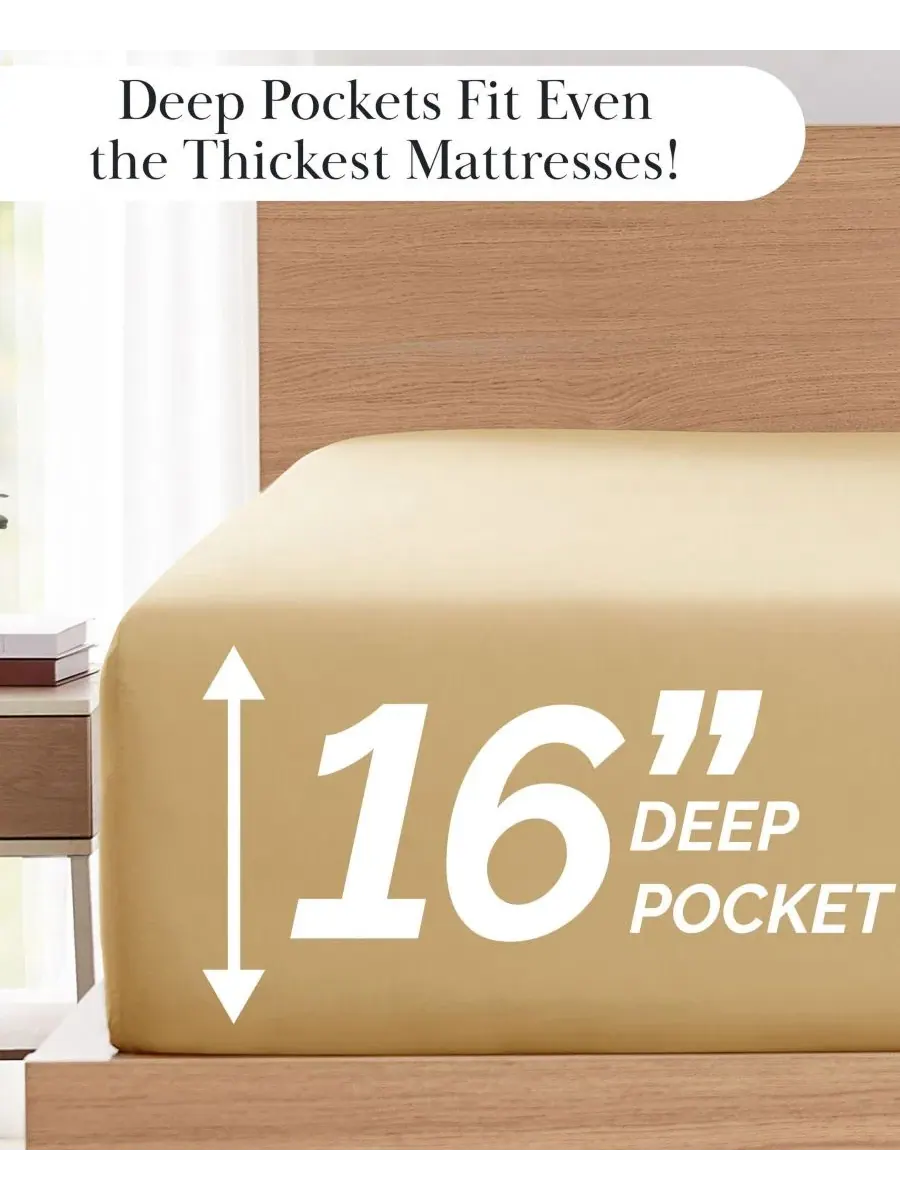 Набор простыней на резинке 6 предметов, No-Slip Ultra Soft Deep Pocket, King Southshore Fine Linens — изображение 5 из 5