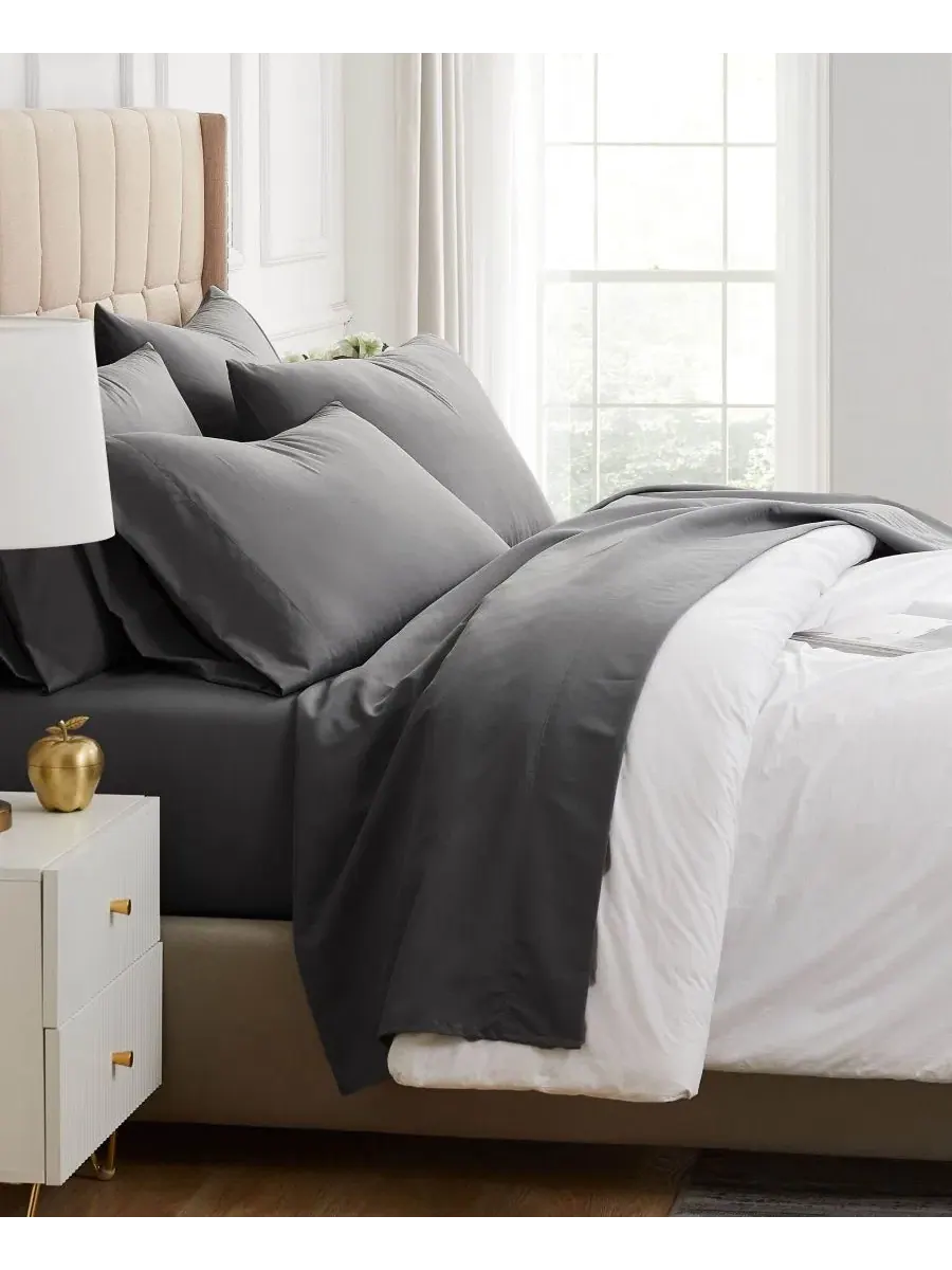 Комплект постельного белья из микрофибры, 6 предметов, King, No-Slip Southshore Fine Linens — изображение 2 из 5, серый