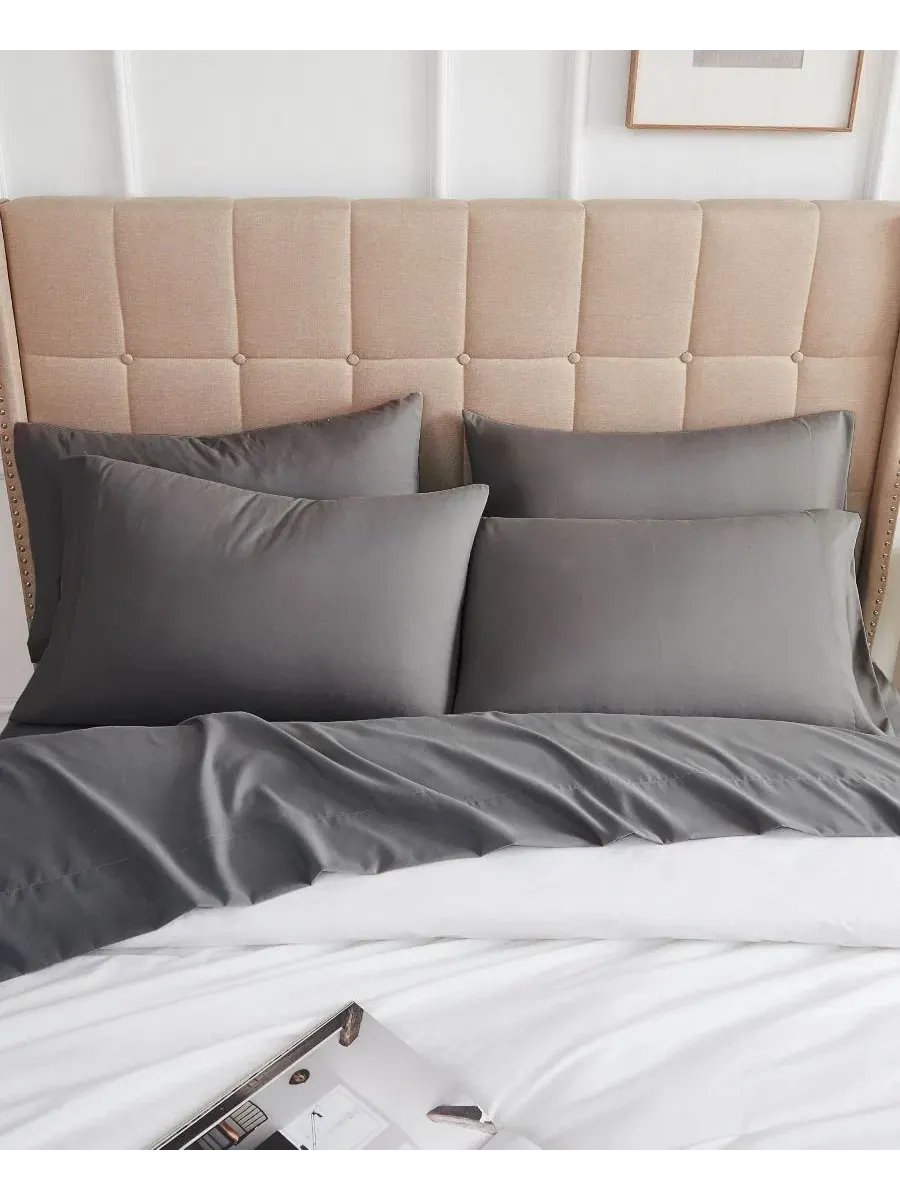 Комплект постельного белья из микрофибры, 6 предметов, King, No-Slip Southshore Fine Linens — изображение 3 из 5, серый