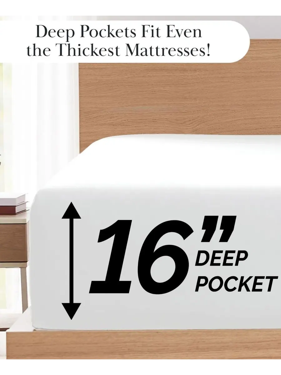 Комплект постельного белья из микрофибры, 6 предметов, King, No-Slip Ultra Soft Deep Pocket — изображение 5 из 5, белый
