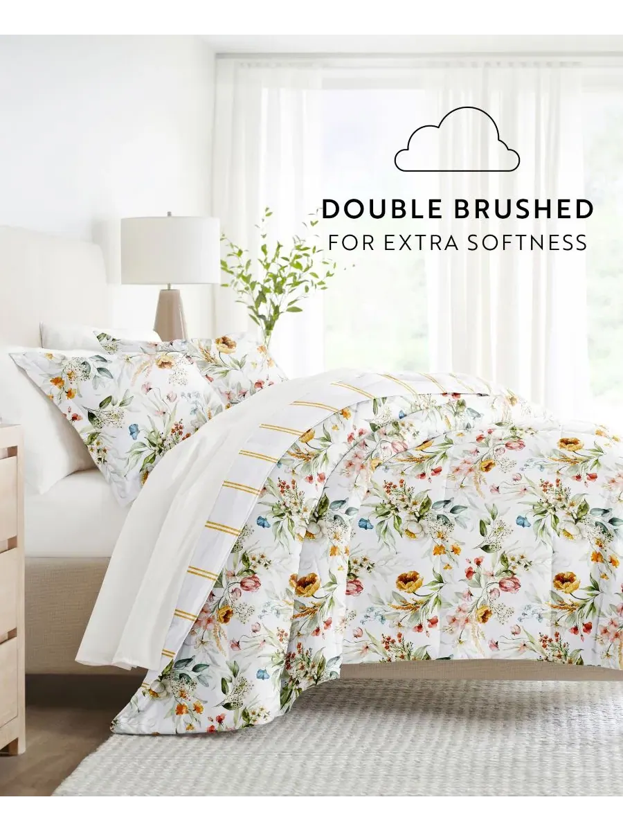 Комплект постельного белья 5 предметов с узором, Twin ienjoy Home, Chintz Floral Stripe Clay — изображение 7 из 10