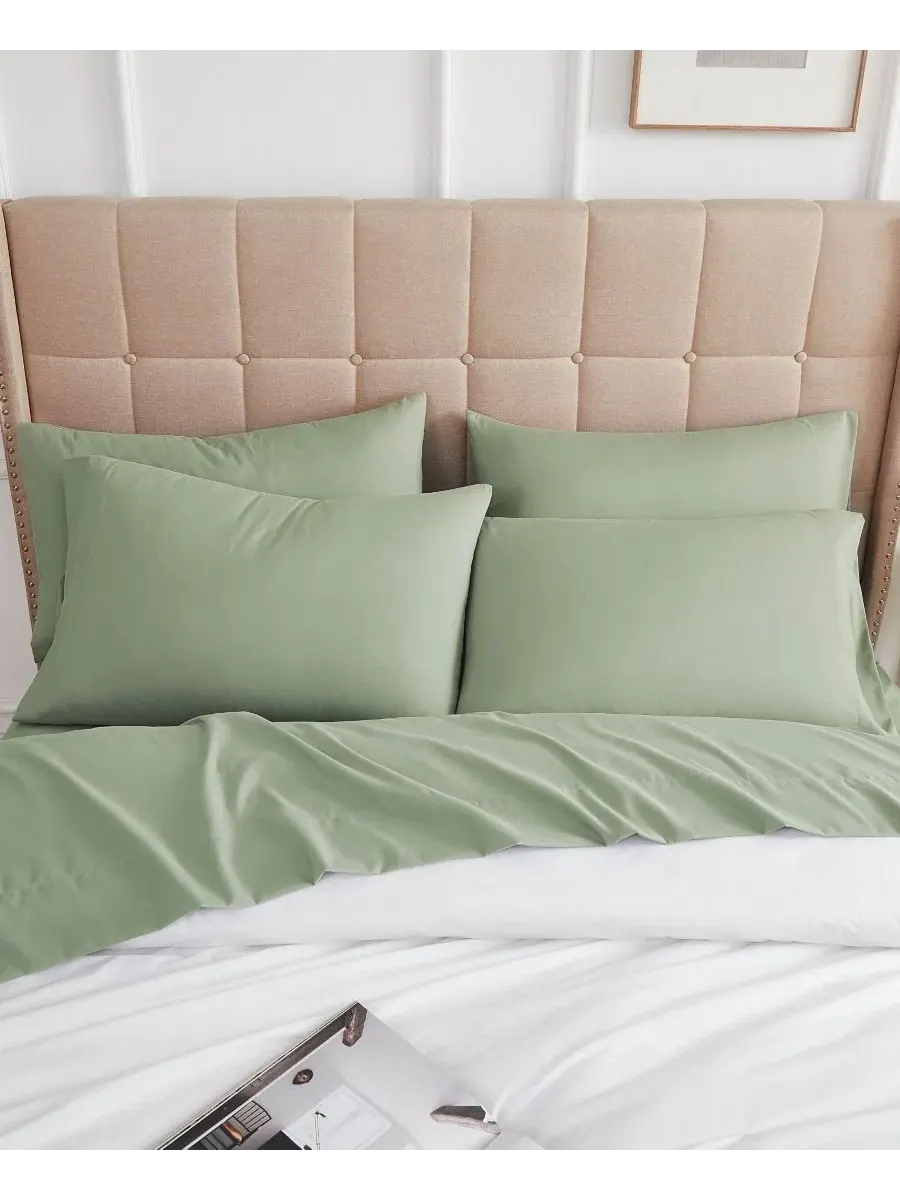 Комплект простыней на резинке, 4 предмета, Twin, микрофибра Southshore Fine Linens — изображение 3 из 5, темный зеленый
