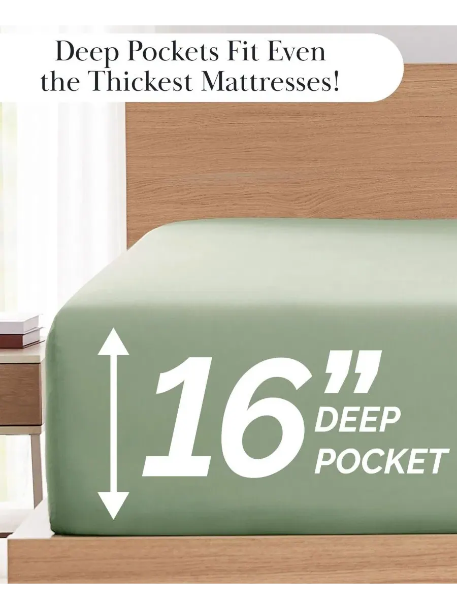 Комплект простыней на резинке, 4 предмета, Twin, микрофибра Southshore Fine Linens — изображение 5 из 5, темный зеленый