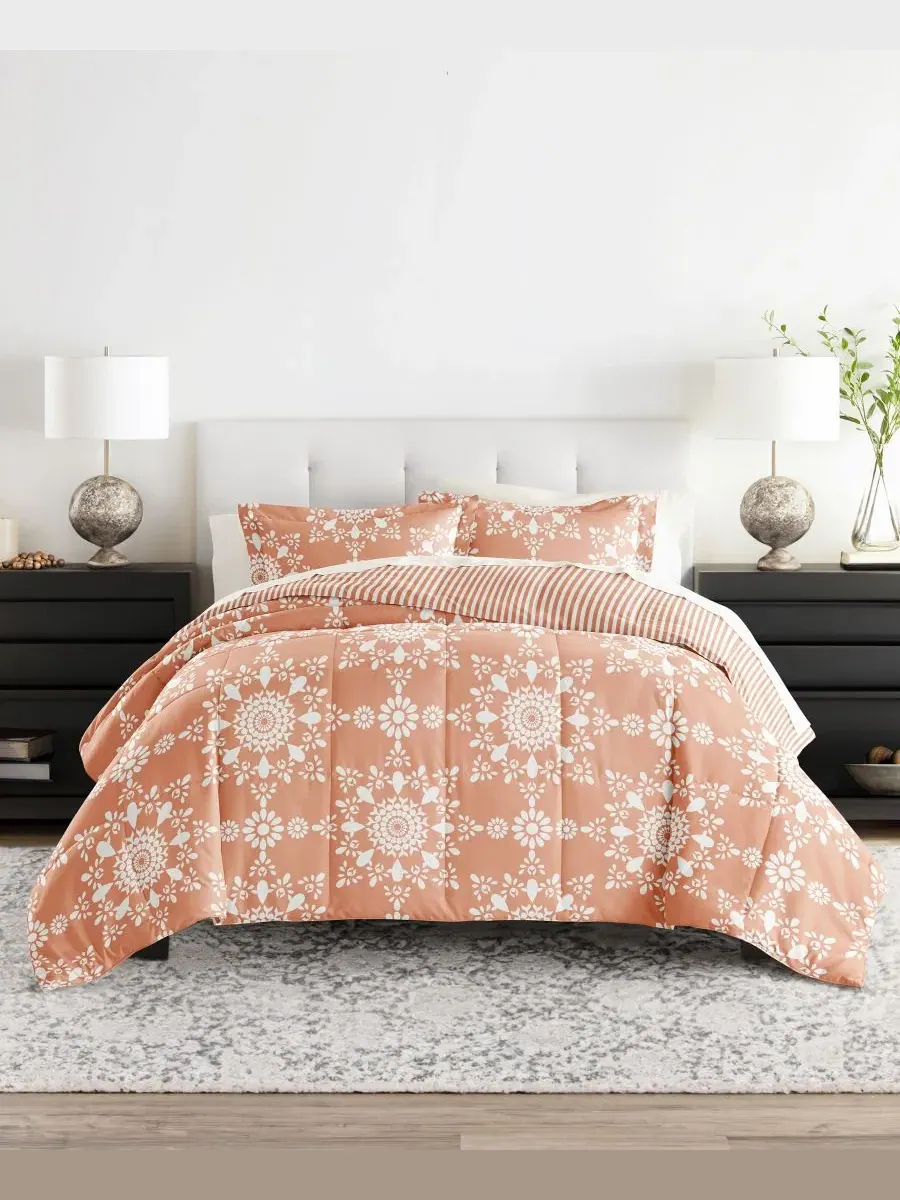 Комплект постельного белья с узором, 7 предметов, King ienjoy Home, Daisy Medallion Clay