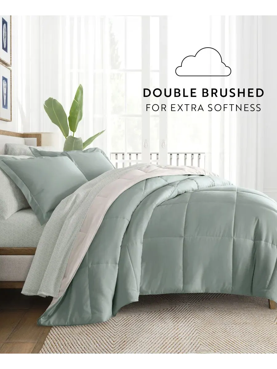 Комплект постельного белья 7 предметов Reversible Pattern ienjoy Home, Modern Circles Eucalyptus — изображение 9 из 10