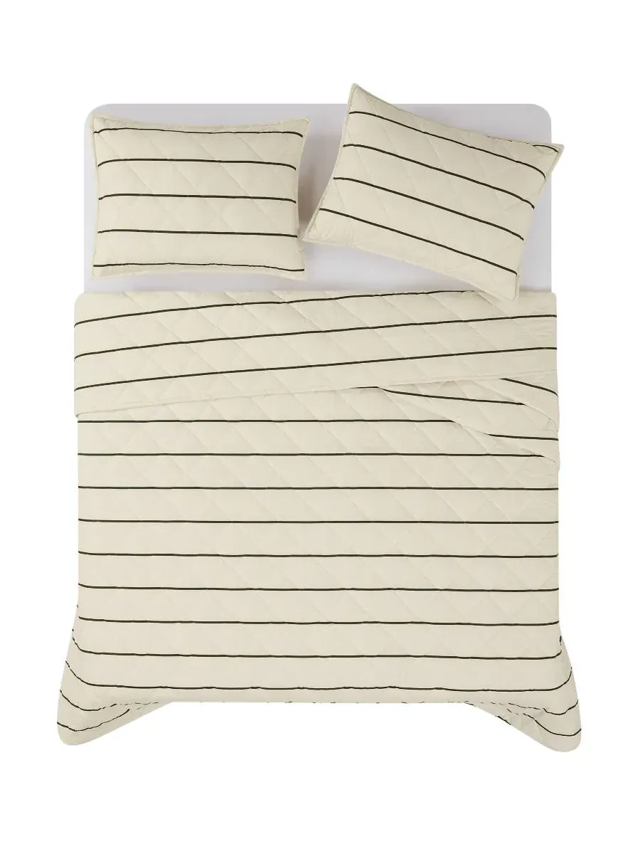Комплект стеганого постельного белья Hayward Stripe, 3 предмета, King Brooklyn Loom — изображение 3 из 5