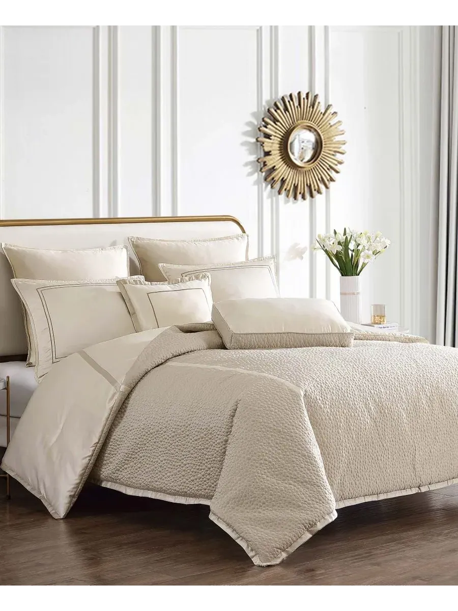 Комплект стеганого одеяла с вышивкой Rings Reversible 8-Piece Riverbrook Home — изображение 3 из 8, золото