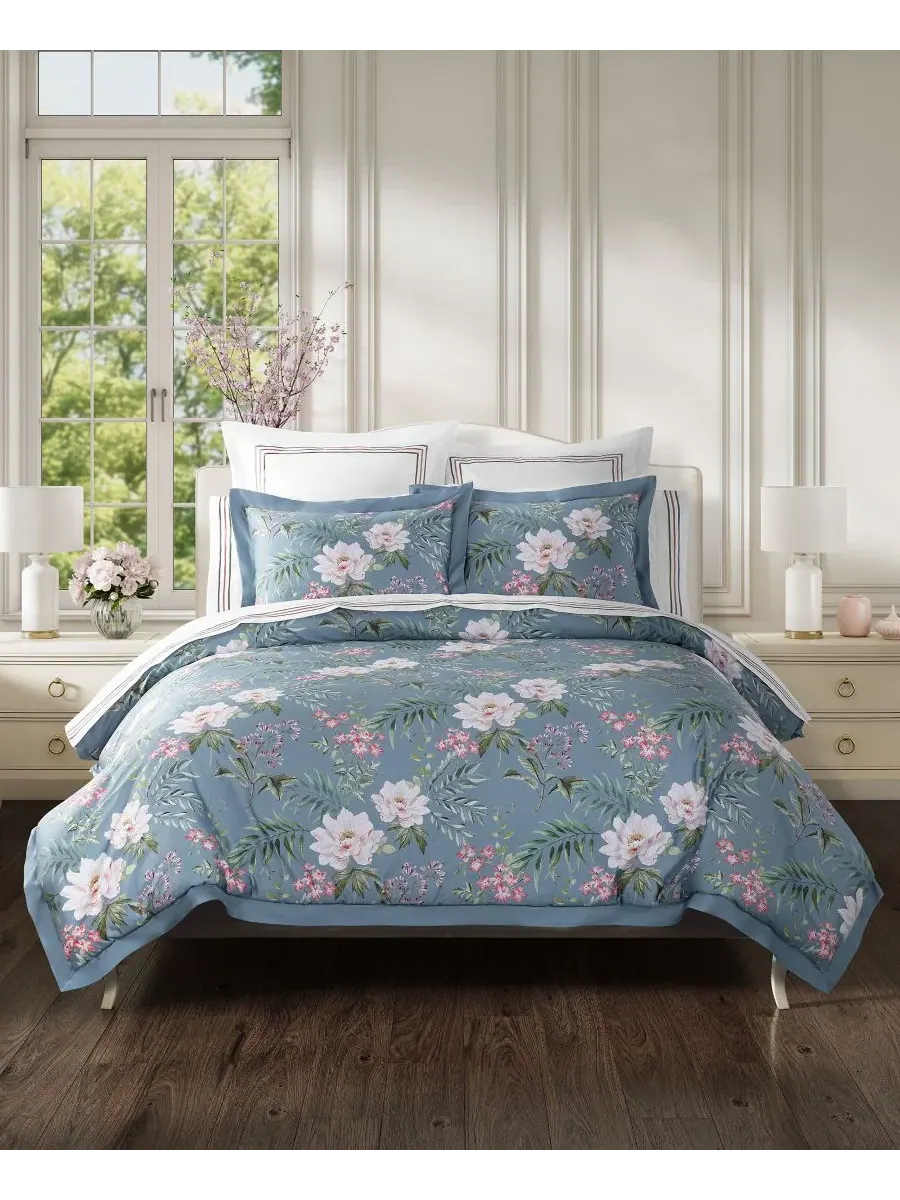 Наволочка-евро из сатина с вышивкой Savannah Cotton Sham J. Queen Cottage — изображение 2 из 3, белый