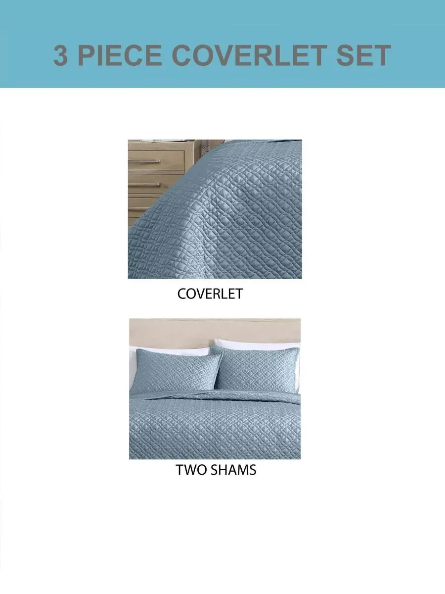 Комплект покрывал 3 предмета Noble Reversible, King Riverbrook Home — изображение 5 из 5, синий