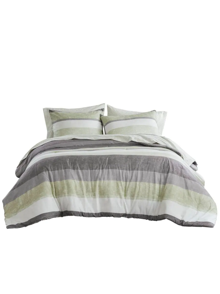 Комплект постельного белья Jaxon Wide Stripe из 7 предметов, размер Full Madison Park Essentials — изображение 6 из 9