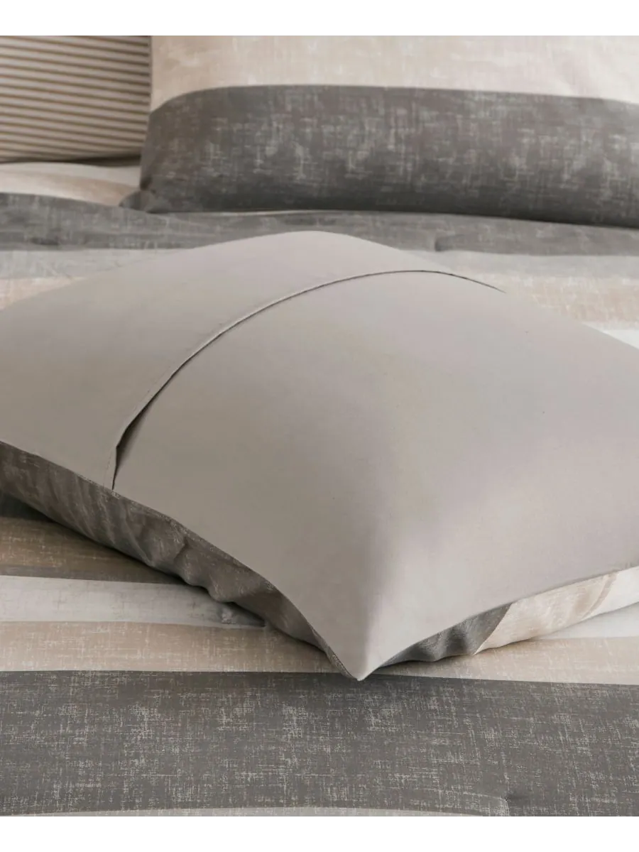Комплект постельного белья Jaxon Wide Stripe из 7 предметов, размер Full Madison Park Essentials — изображение 8 из 10, серый