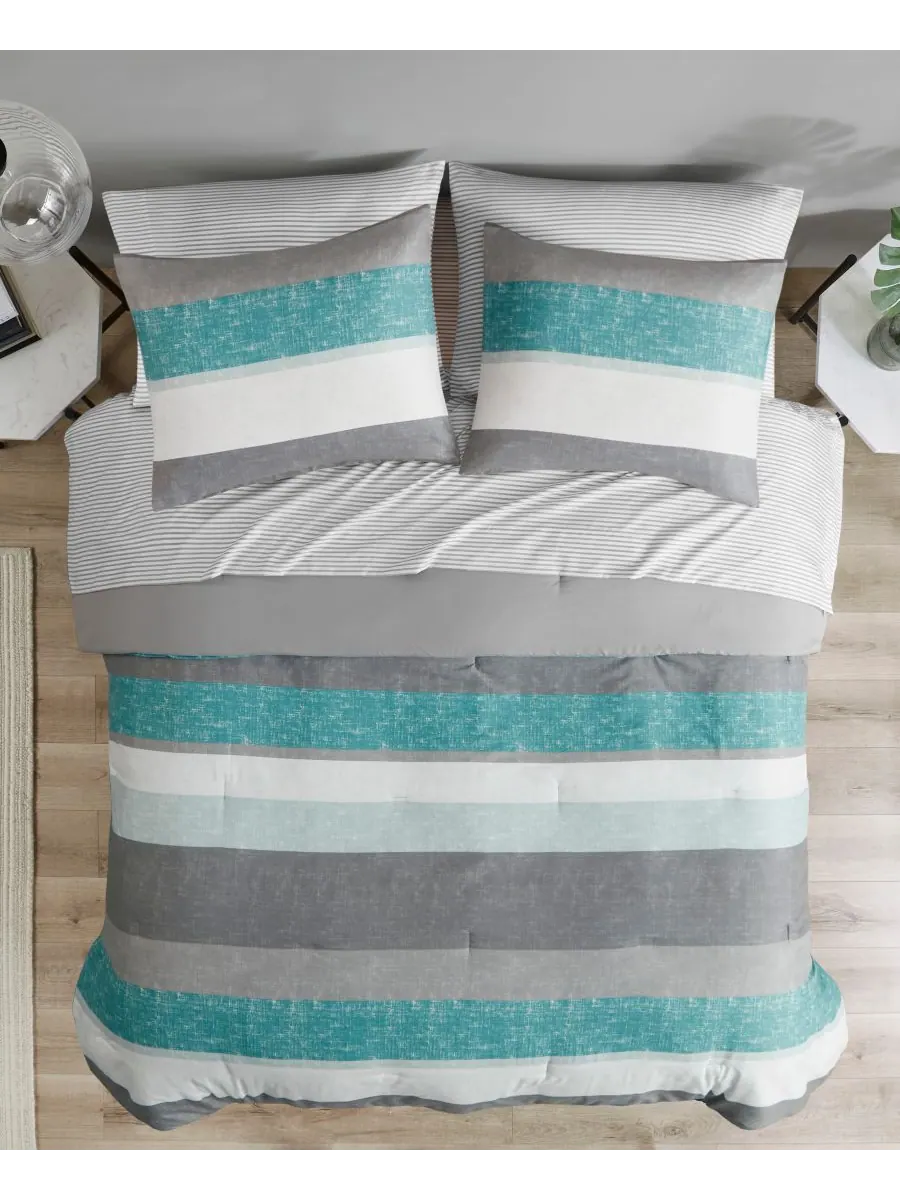 Комплект постельного белья Jaxon Wide Stripe из 7 предметов, размер Queen Madison Park Essentials — изображение 3 из 10