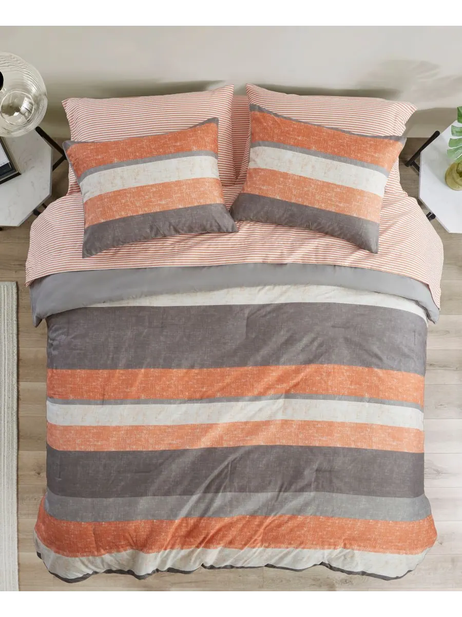 Комплект постельного белья Jaxon Wide Stripe из 7 предметов, размер Queen Madison Park Essentials — изображение 3 из 9, серый