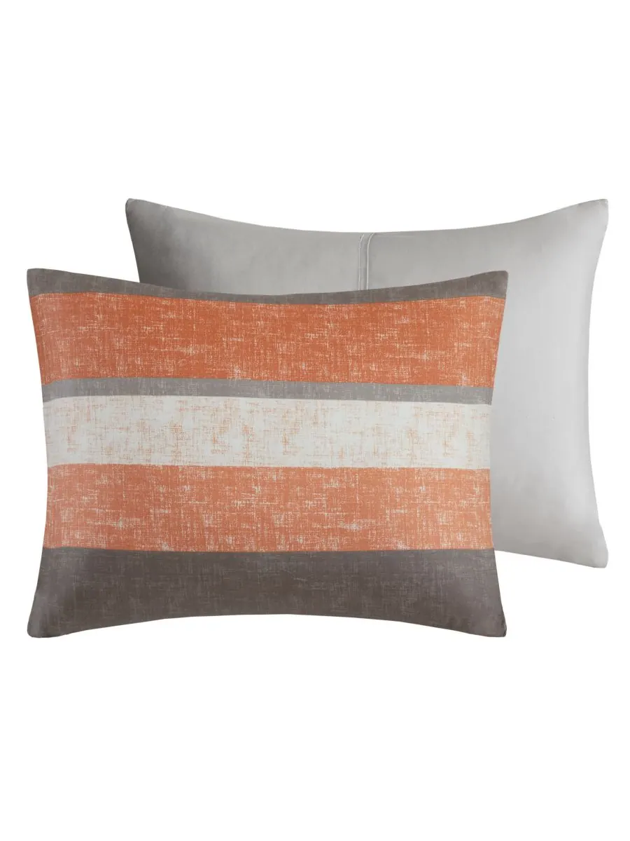 Комплект постельного белья Jaxon Wide Stripe из 7 предметов, размер Queen Madison Park Essentials — изображение 8 из 9, серый