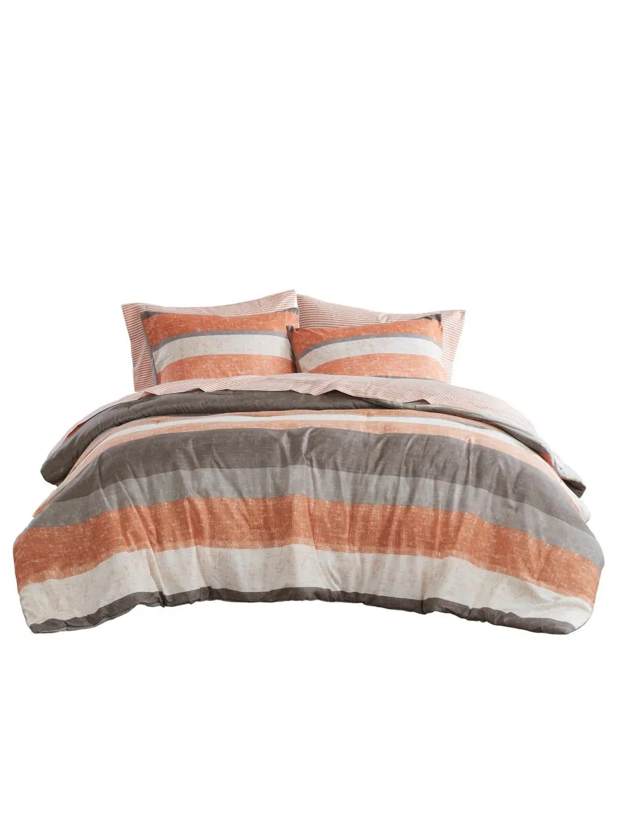 Комплект постельного белья Jaxon Wide Stripe из 7 предметов, размер Queen Madison Park Essentials — изображение 9 из 9, серый