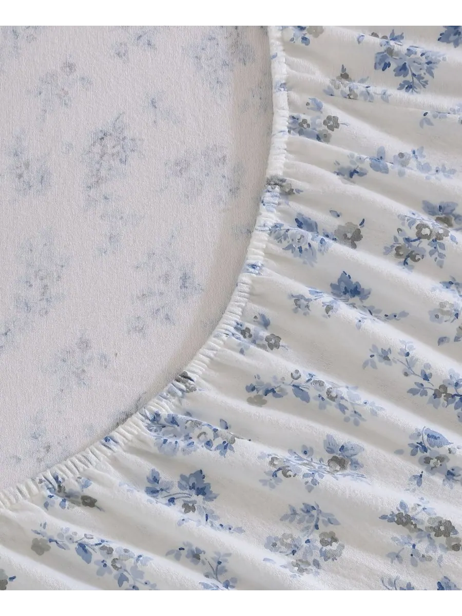 Комплект постельного белья из хлопковой фланели, 4 предмета, размер King Laura Ashley — изображение 5 из 6, синий