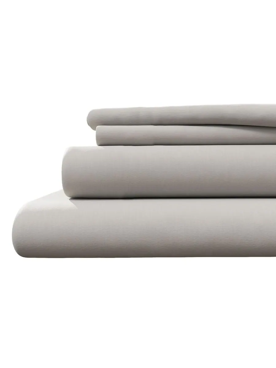 Комплект постельного белья из меланжевого хлопкового трикотажа Linery & Co, Light grey, California