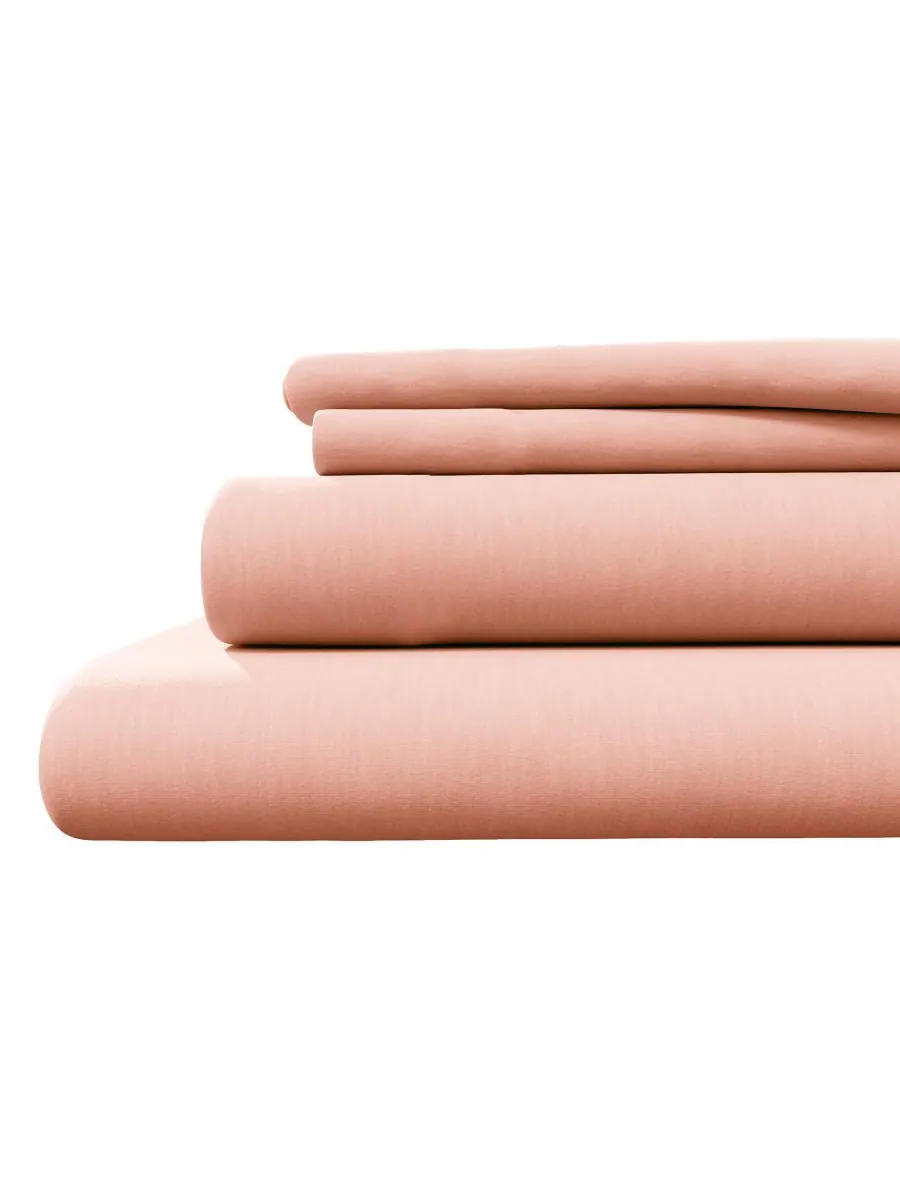 Комплект постельного белья из меланжевого хлопкового трикотажа Linery & Co, Blush pink, California