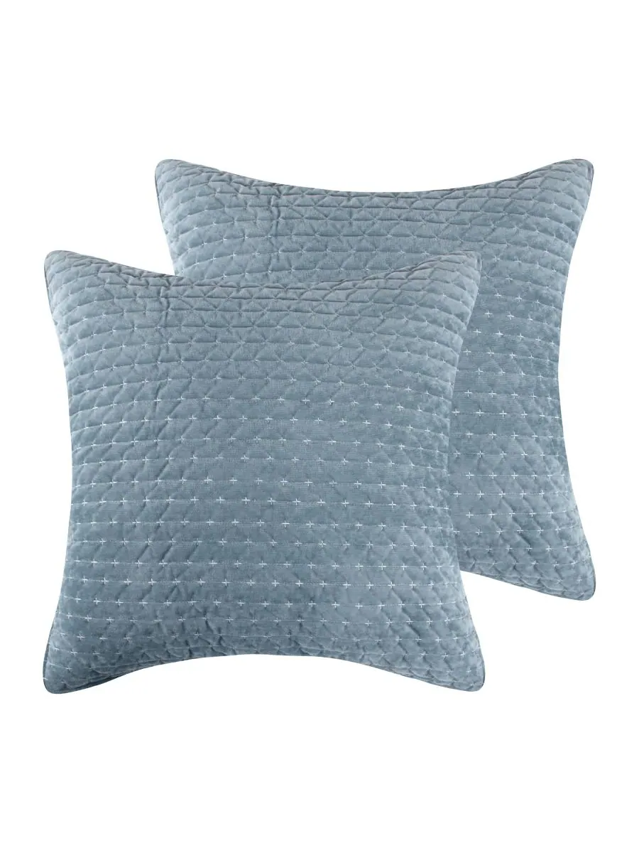 Комплект из 2 наволочек Velvet Stitch, европейский стиль Levtex, Chambray, European Sham — изображение 1 из 3, шамбре
