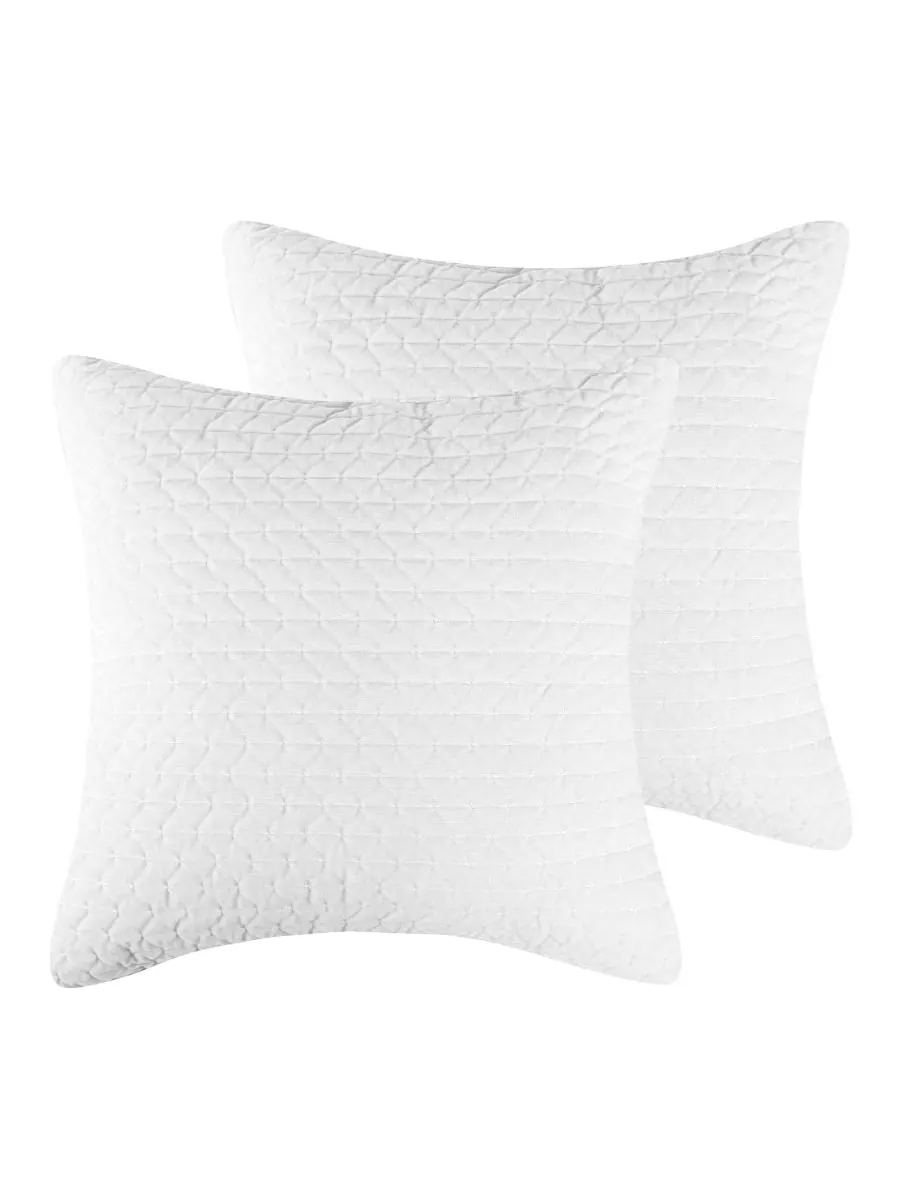 Комплект из 2 наволочек Velvet Stitch, европейский стиль Levtex, Off-white, European Sham — изображение 1 из 4, кремовый
