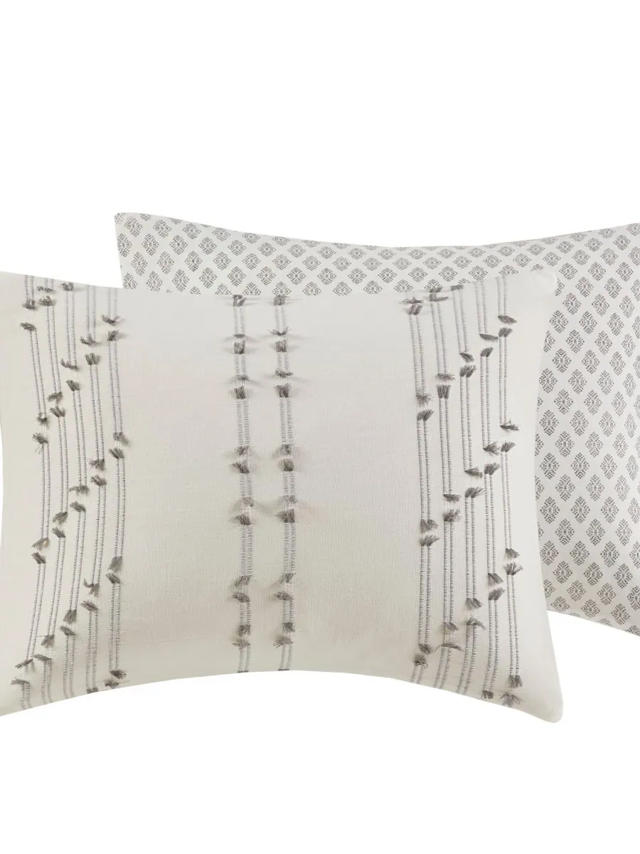 Комплект постельного белья kara jacquard из 3 предметов, размер full/queen INK+IVY — изображение 2 из 9, белый