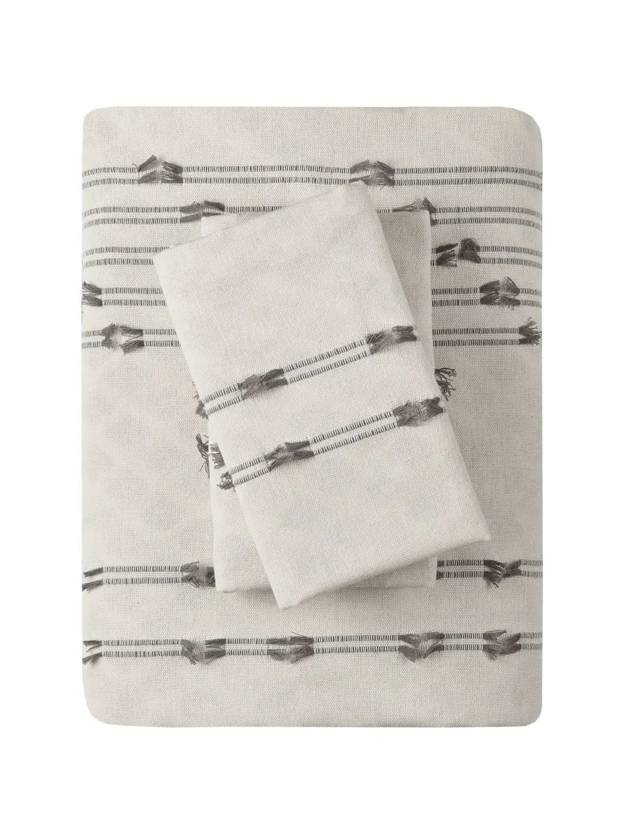 Комплект постельного белья kara jacquard из 3 предметов, размер full/queen INK+IVY — изображение 3 из 9, белый