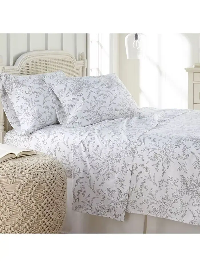 Набор простыней из 4 предметов с цветочным принтом Winter Brush Southshore Fine Linens