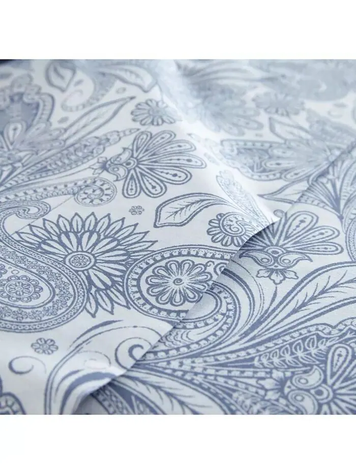 Карманный комплект простыней Perfect Paisley Deep в стиле бохо Southshore Fine Linens — изображение 2 из 3, белый/синий