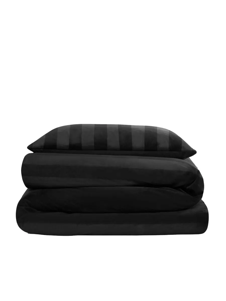 Комплект постельного белья Jenny Velour Striped Jacquard, 2 предмета, размер Twin/Twin XL Juicy — изображение 6 из 10, черный
