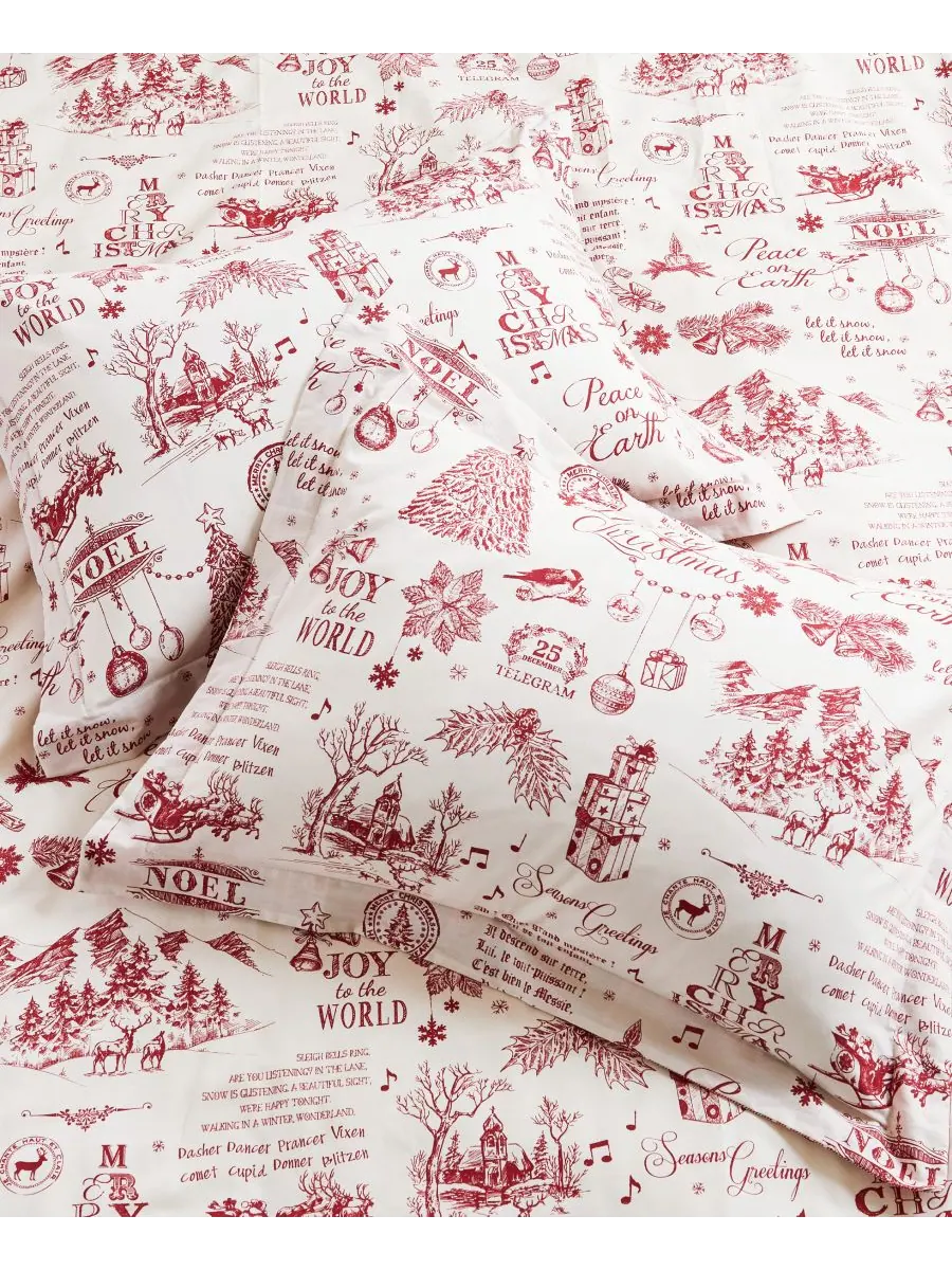 Комплект постельного белья Home Yuletide, двусторонний, 3 предмета, размер Queen Levtex — изображение 7 из 7, красный