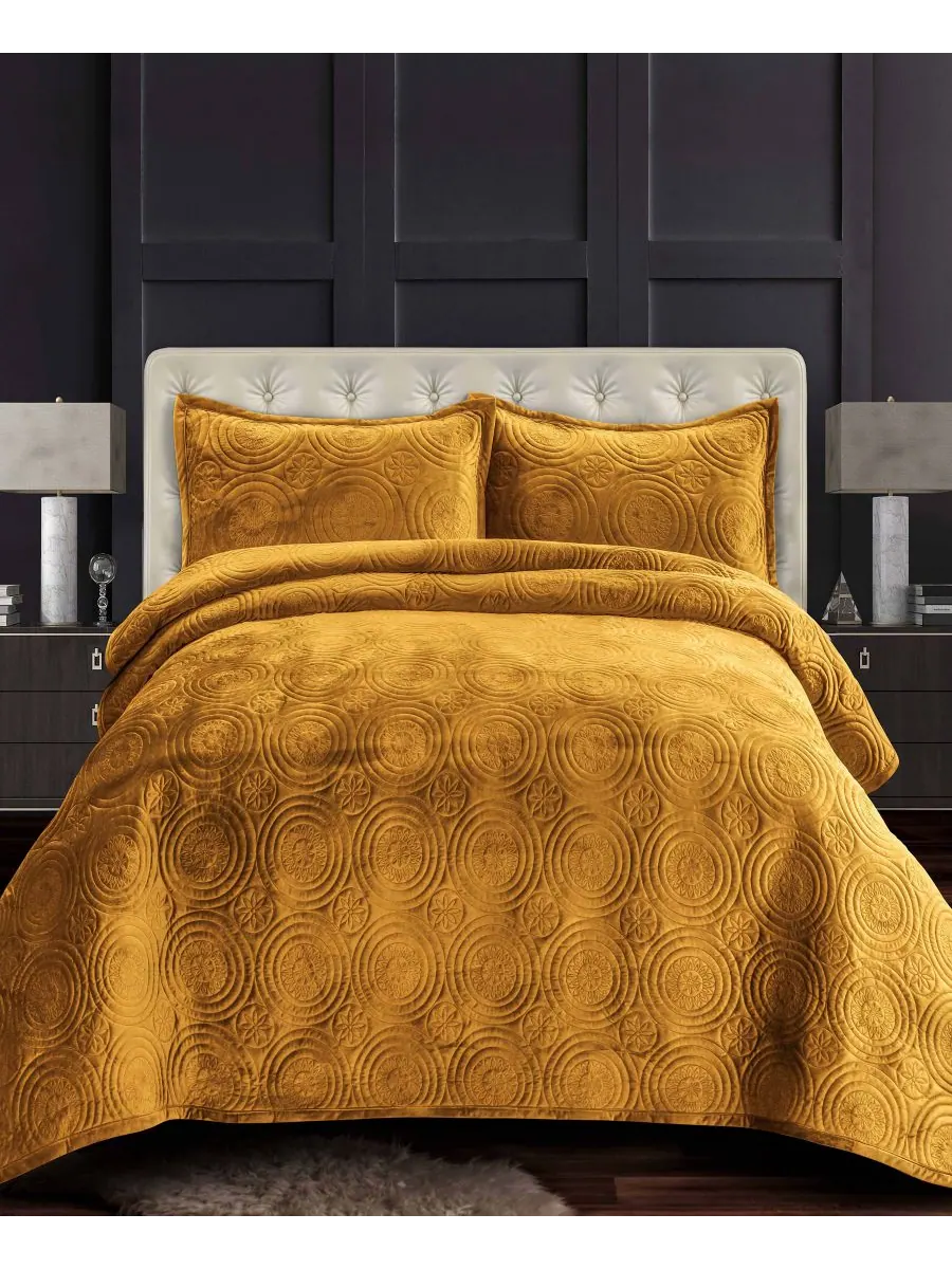 Комплект постельного белья Capri Medallion Velvet Oversized Solid из 2 предметов, размер Twin — золотистый
