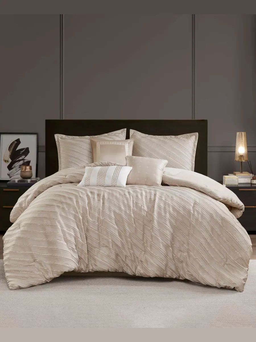 Комплект постельного белья Riva Jacquard из 7 предметов, размер Queen Madison Park — изображение 1 из 10, бежевый