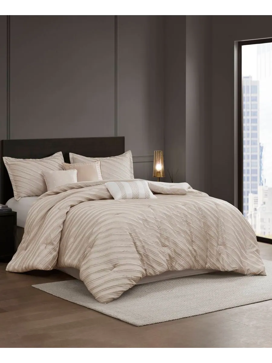 Комплект постельного белья Riva Jacquard из 7 предметов, размер Queen Madison Park — изображение 2 из 10, бежевый