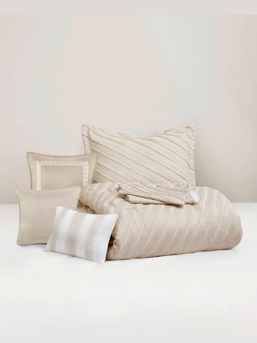 Комплект постельного белья Riva Jacquard из 7 предметов, размер Queen Madison Park — изображение 3 из 10, бежевый
