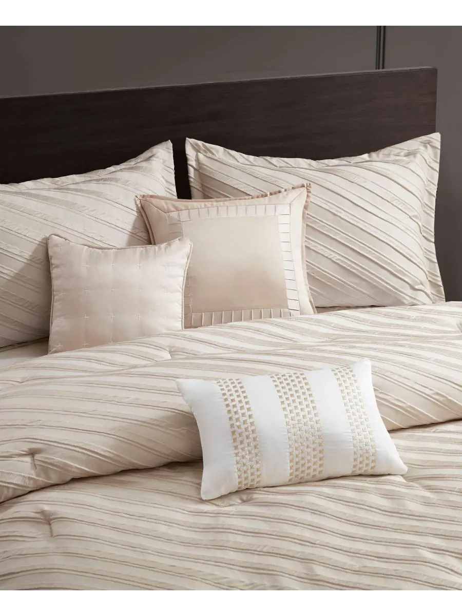 Комплект постельного белья Riva Jacquard из 7 предметов, размер Queen Madison Park — изображение 8 из 10, бежевый