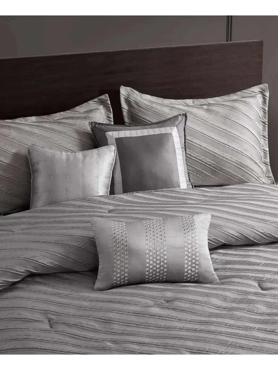 Комплект постельного белья Riva Jacquard из 7 предметов, размер Queen Madison Park — изображение 8 из 10, серый