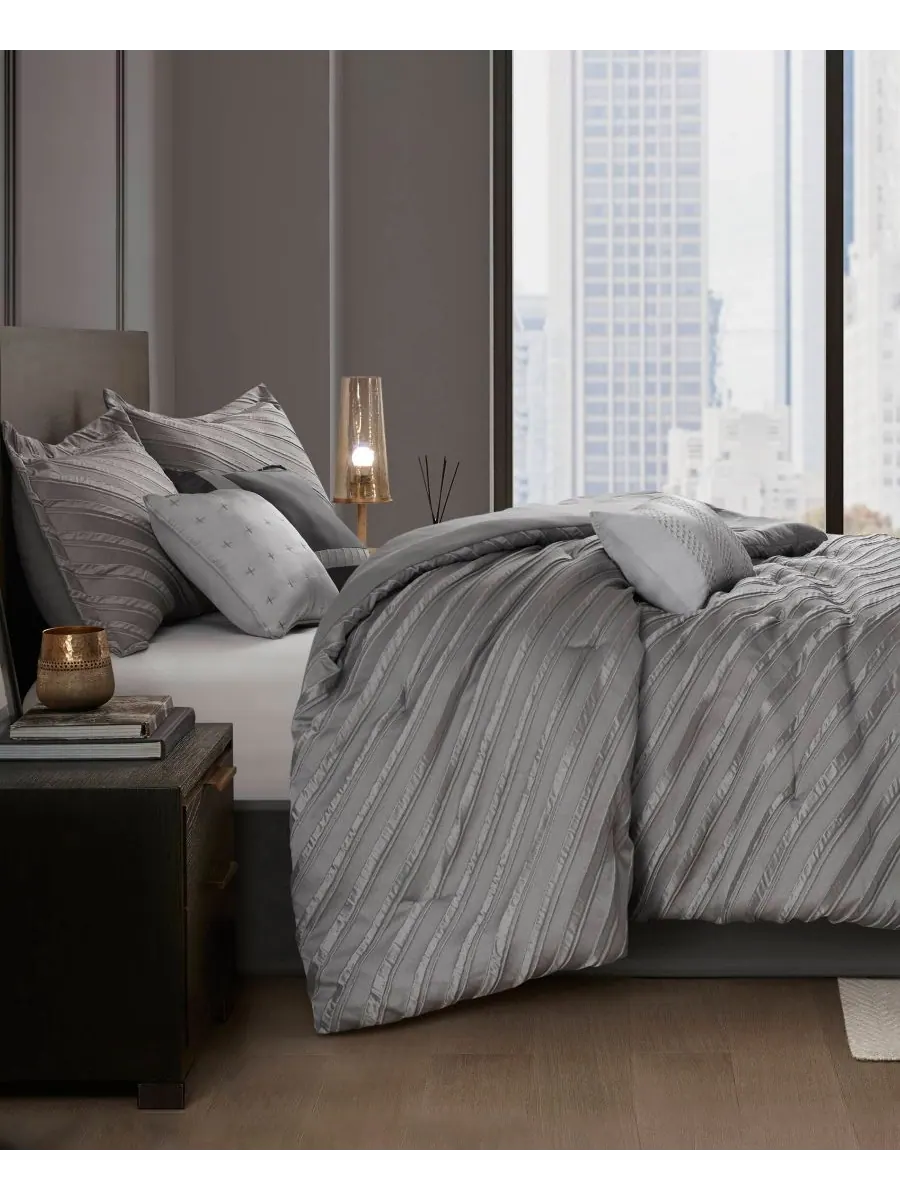 Комплект постельного белья Riva Jacquard из 7 предметов, размер Queen Madison Park — изображение 10 из 10, серый