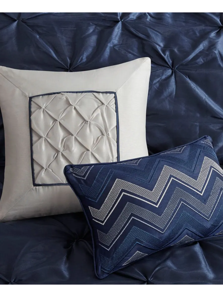 Комплект постельного белья Laurel Tufted из 7 предметов, размер Queen Madison Park — изображение 10 из 10, темно-синий