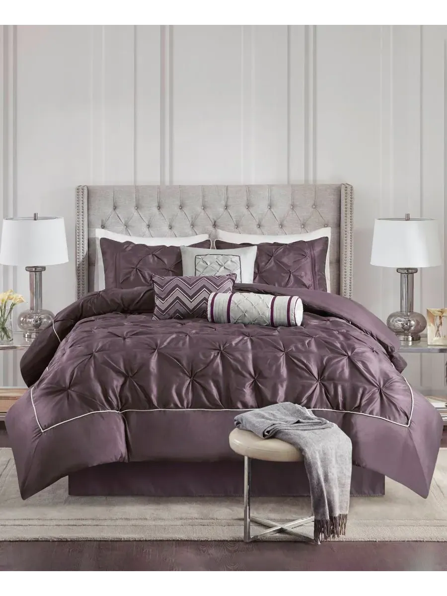 Комплект постельного белья Laurel Tufted из 7 предметов, размер Queen Madison Park, сливовый
