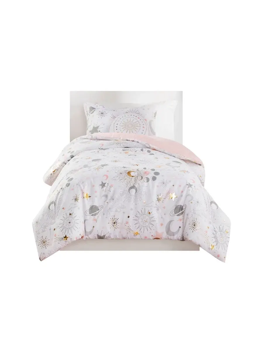 Комплект постельного белья Intelligent Design Celia Starry Sky Metallic из 3 предметов, размер Twin