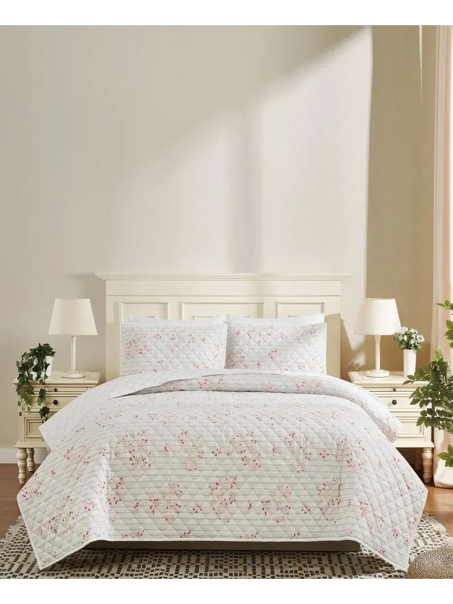 Комплект стеганых одеял Emma Floral, 3 предмета, King Cottage Classics — розовый