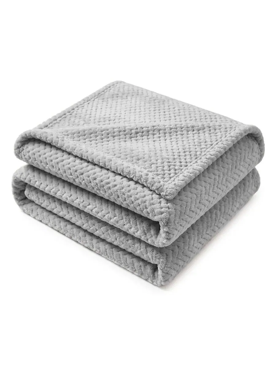Плед флисовый Pebbled Texture, Twin Superior — серебристый