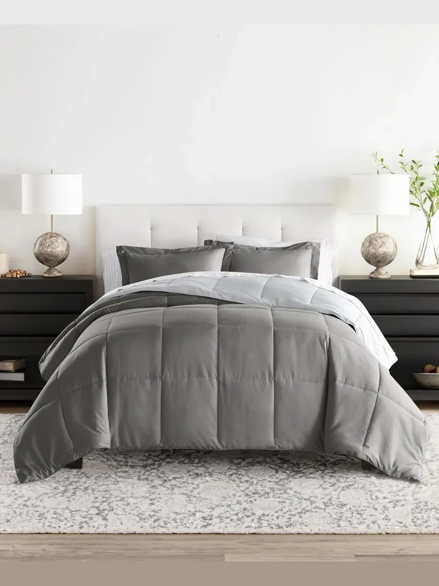 Комплект постельного белья с двусторонним одеялом 7 предметов, California King ienjoy Home