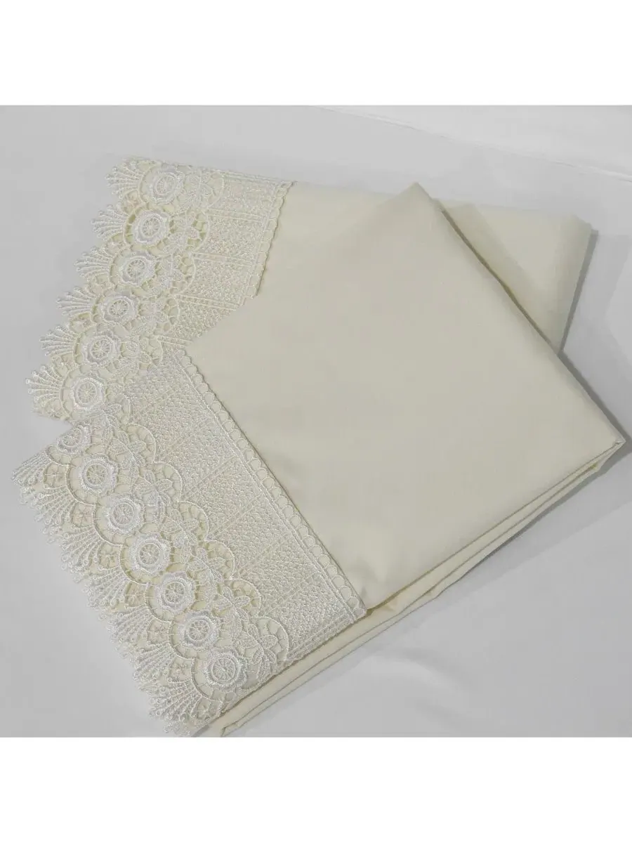 Комплект наволочек с вышивкой и кружевом 4 дюйма, модель Embellished 4-Inch Lace Trim Egyptian — изображение 5 из 5, белый